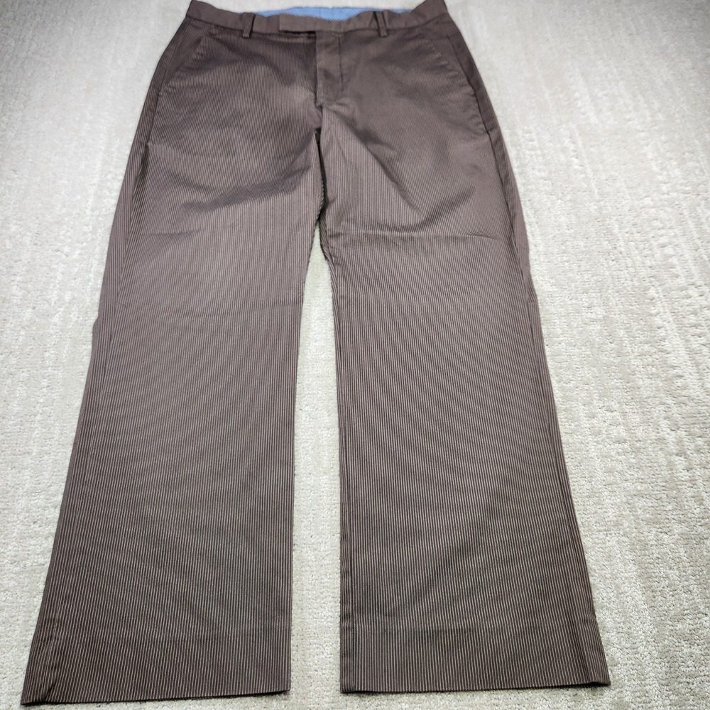Vintage Gap Pants Men 34x30 Brown Striped High Rise Trouser Relaxed Straight